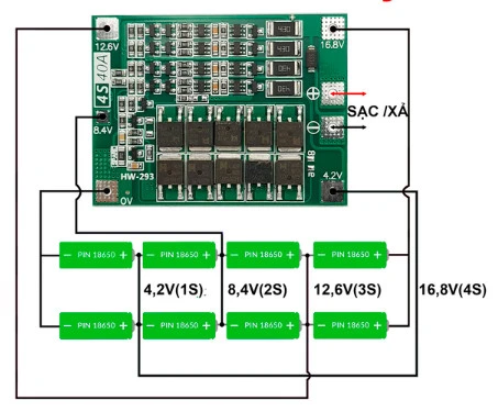 Mạch bảo vệ pin 4S và sơ đồ nối